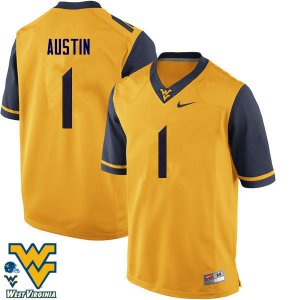 Men's West Virginia Mountaineers NCAA #1 Tavon Austin Gold Authentic Nike Stitched College Football Jersey CM15I04QY